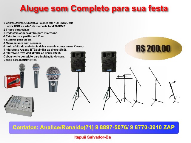 Locação de equipamento de som